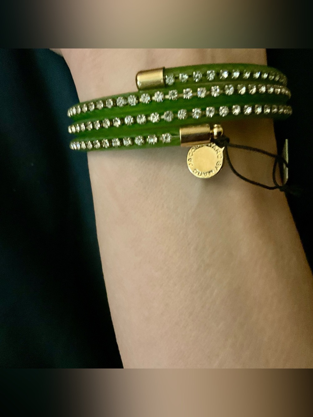 Marc by Marc NWT Toucan Green Crystal Coil Wrap Bracelet Y2K Designer Glam - Picture 5 of 9